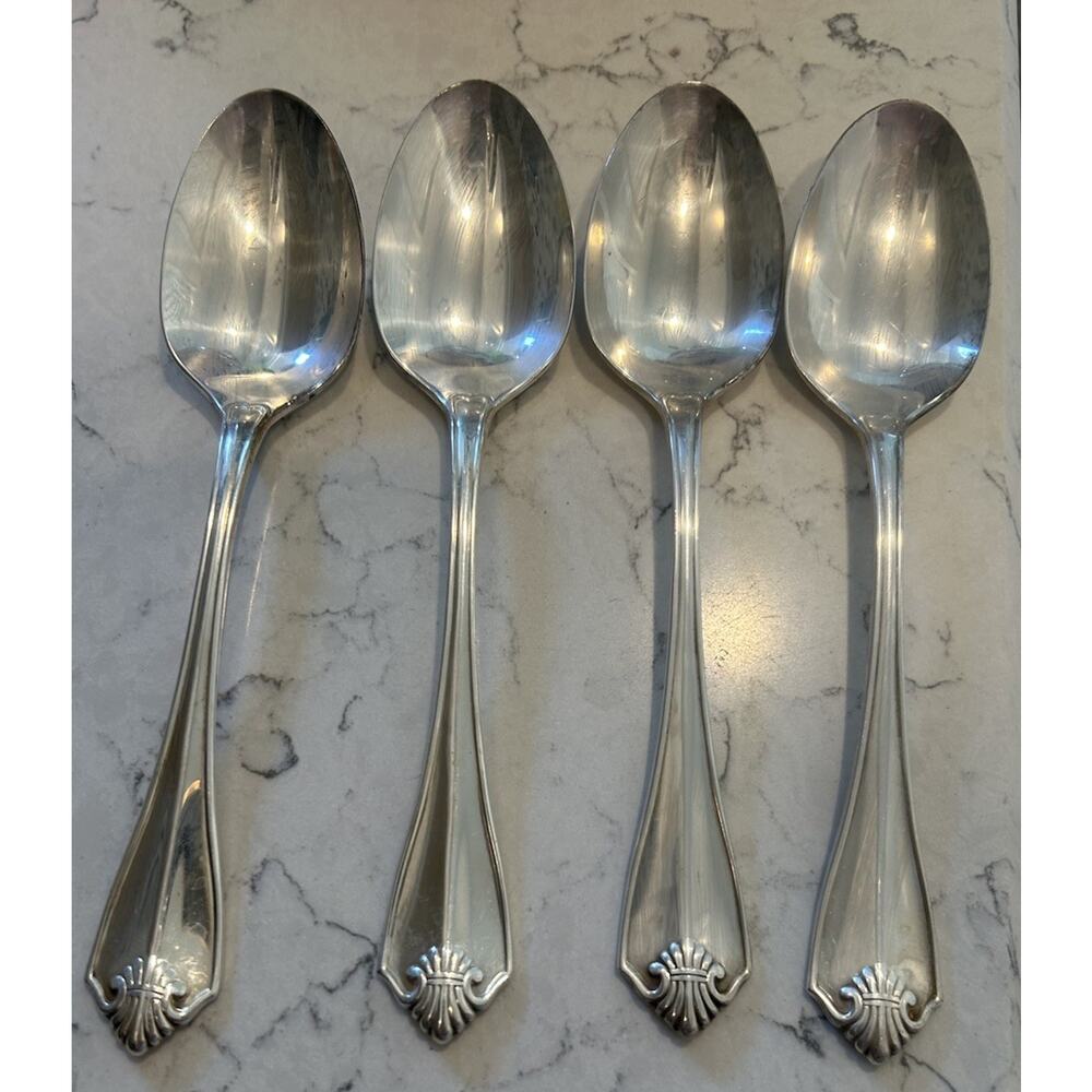 Vtg Rogers Oneida 1811 King James Silverplate Dinner Spoons Set of‎ 4 Flatware